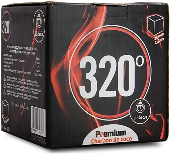 CHARBONS EL-BADIA 320° CUBES 26MM 4KG Charbon El-Badia