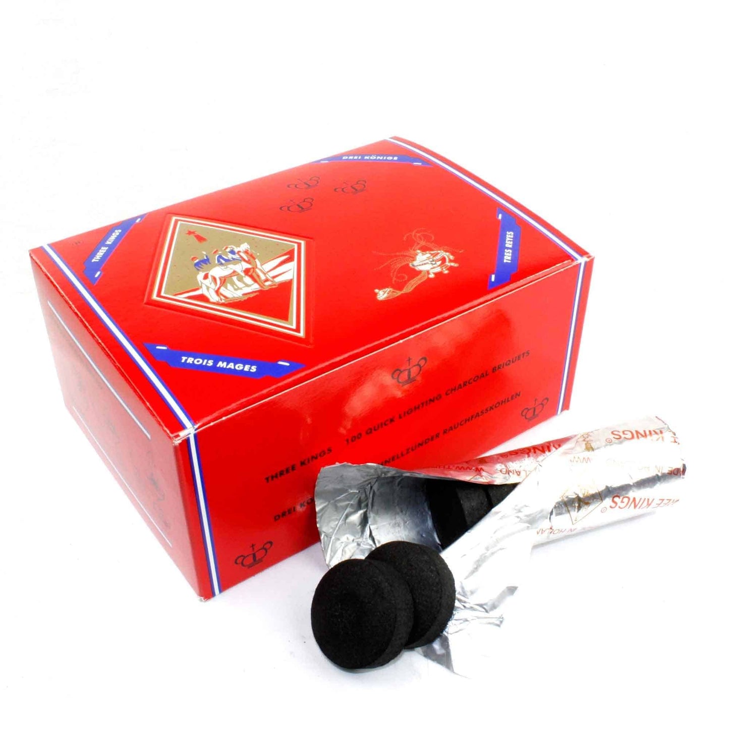 CHARBONS THREE KINGS 33MM BOÎTE DE 100 Charbon THREE KINGS
